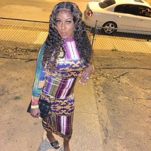 Velvet midi dress(multi color)